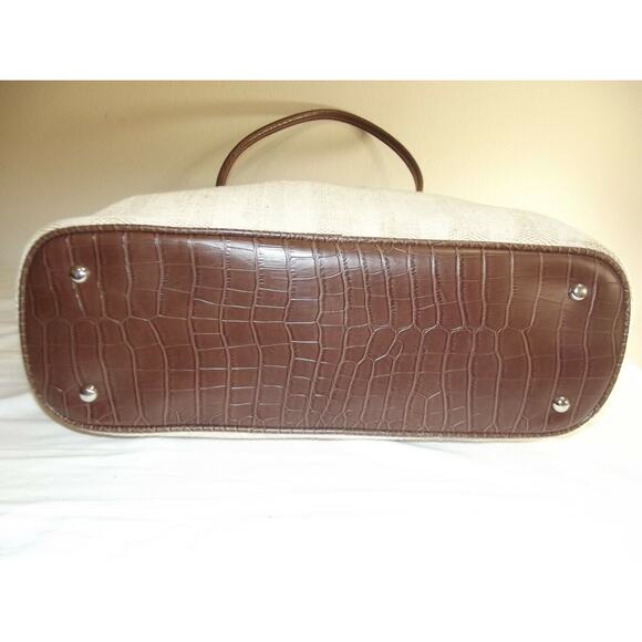 MERONA Womens LAPTOP BAG Large PURSE - Natural Woven w/Leaher Trim HANDBAG - Picture 4 of 8